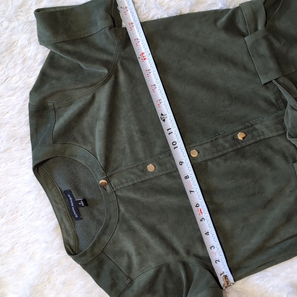 Banana Republic Sage Green Faux Suede Button Down Utility Shirtdress 6 - Picture 9 of 12